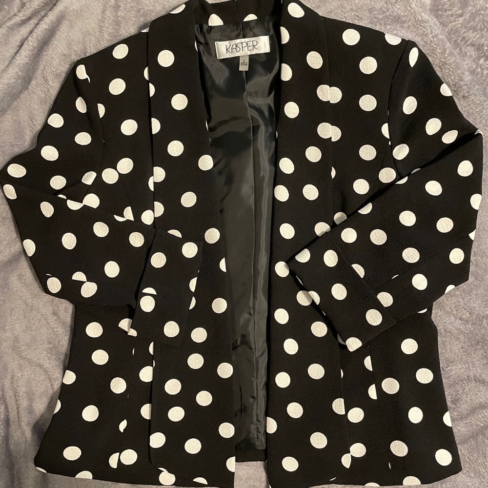 Kasper Open Front Polka Dot Blazer